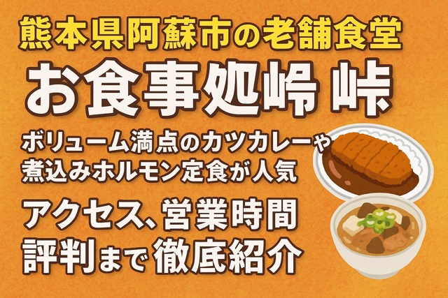 Oshokujidokoro Toge restaurant in Aso City Kumamoto serving popular katsu curry and simmered offal set meal with access, hours, and reviews